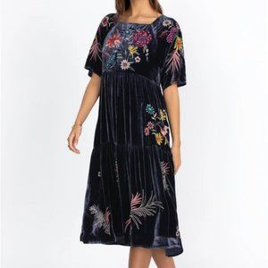 Johnny Was Tiarei Velvet Raglan Tier Dress Slightly worn